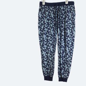 Splendid blue sakura floral drawstring jogger pants lounge pajamas size L